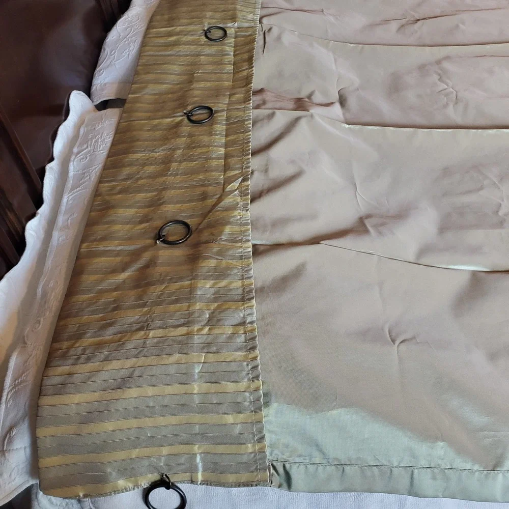 Waverly Curtain 2 Panels Made In Turkey Set Of 2 Gold Color Striped Top 86x50